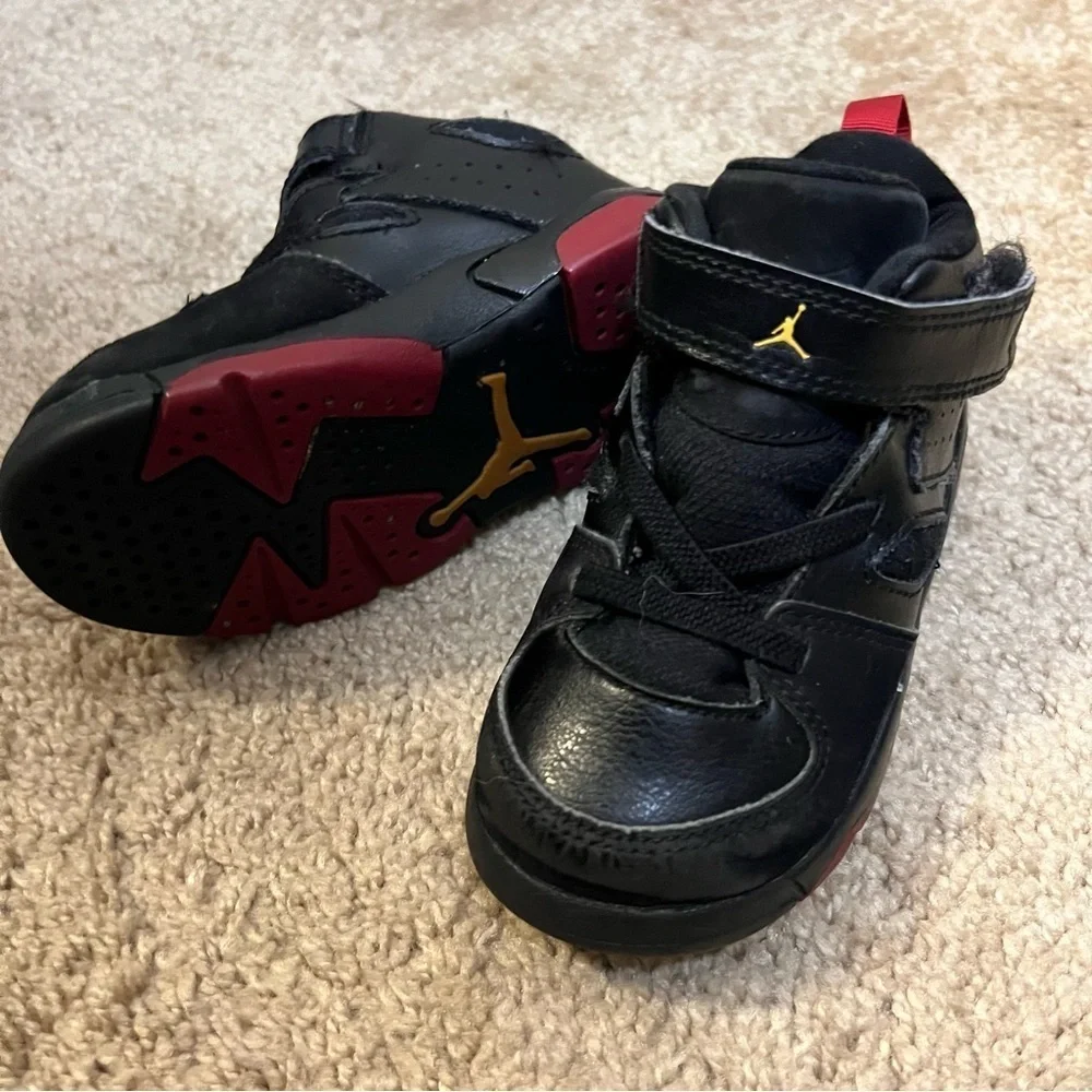 NIKE JORDAN FLIGHT CLUB 91 555330-067 SHOES SIZE 7C TODDLER BLACK RED SNEAKERS